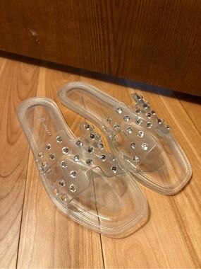 Jelly Rhinestone Slide Sandals